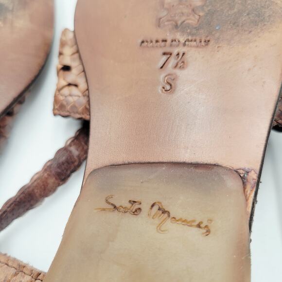 Sesto Meucci Brown Italian Leather Braided Woven Slingback Sandal Open Toe 7.5 - Picture 9 of 10